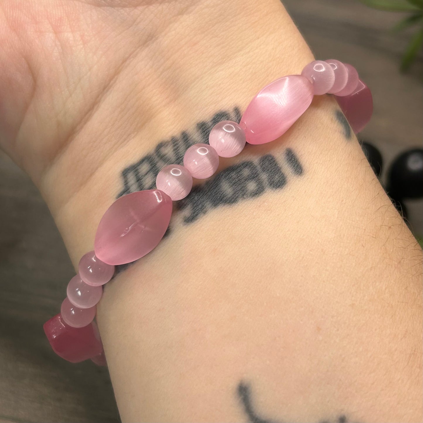 pink cats eye bracelet