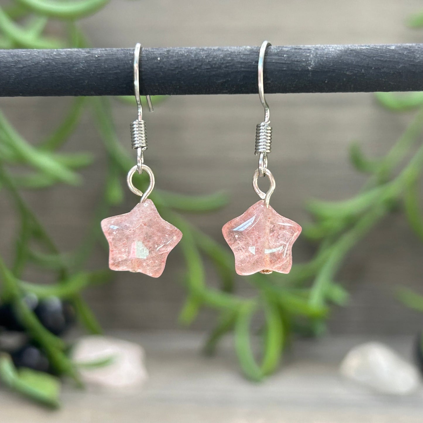 strawberry quartz star dangles