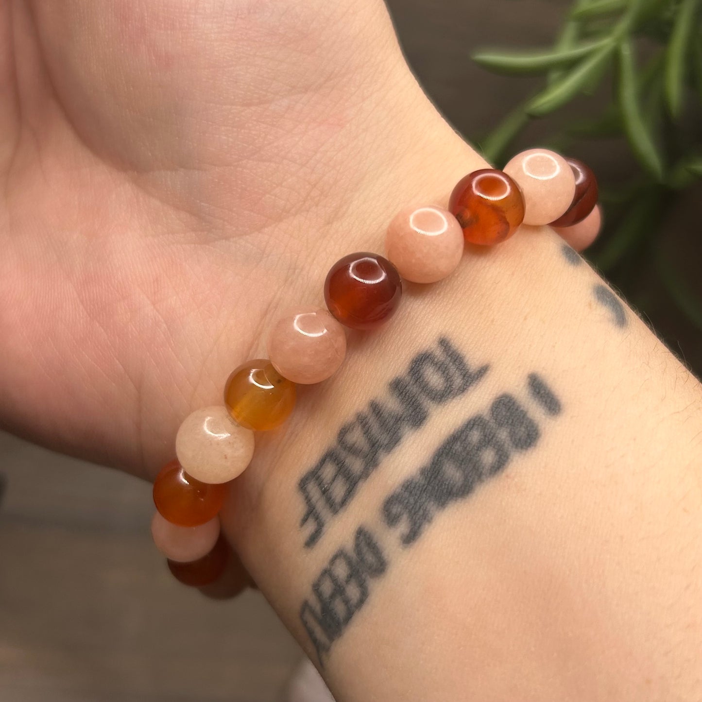 carnelian+sunstone bracelet