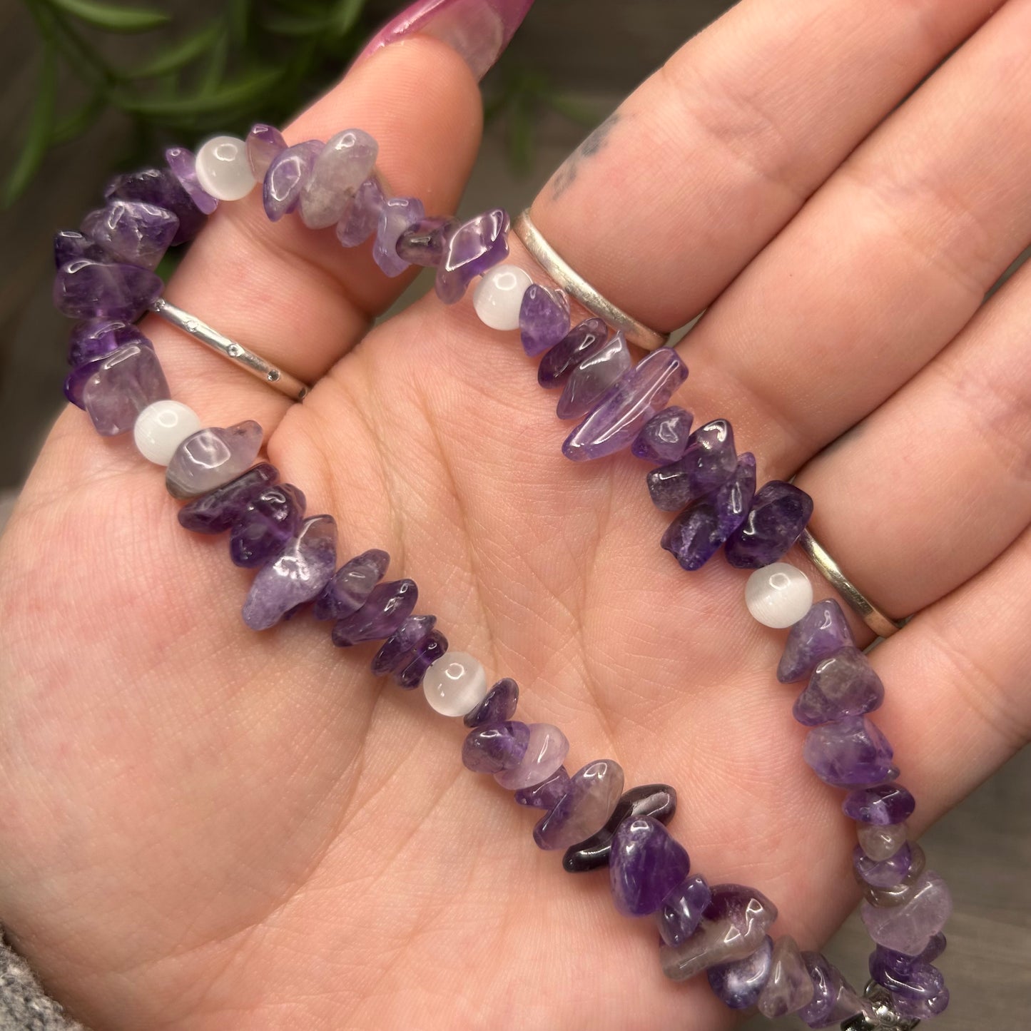 crystal chip anklet