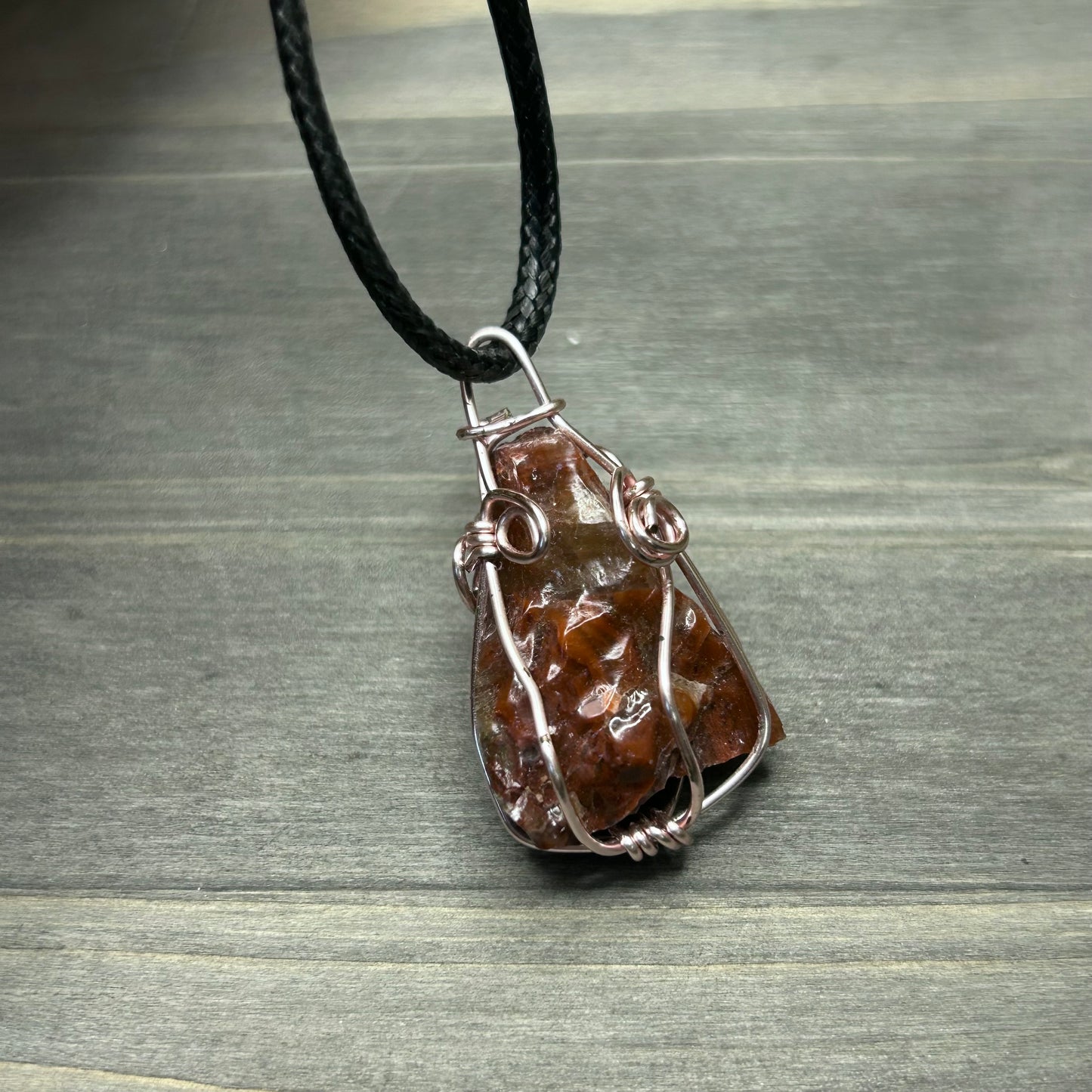 wire wrapped calcite necklace