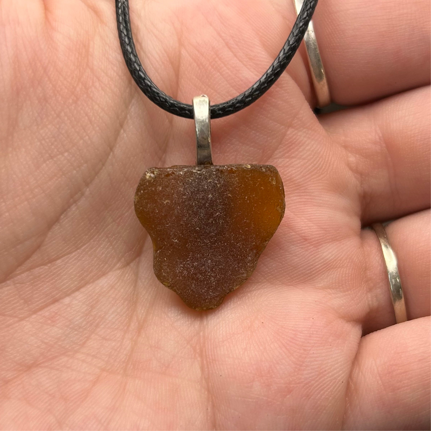 brown sea glass necklace