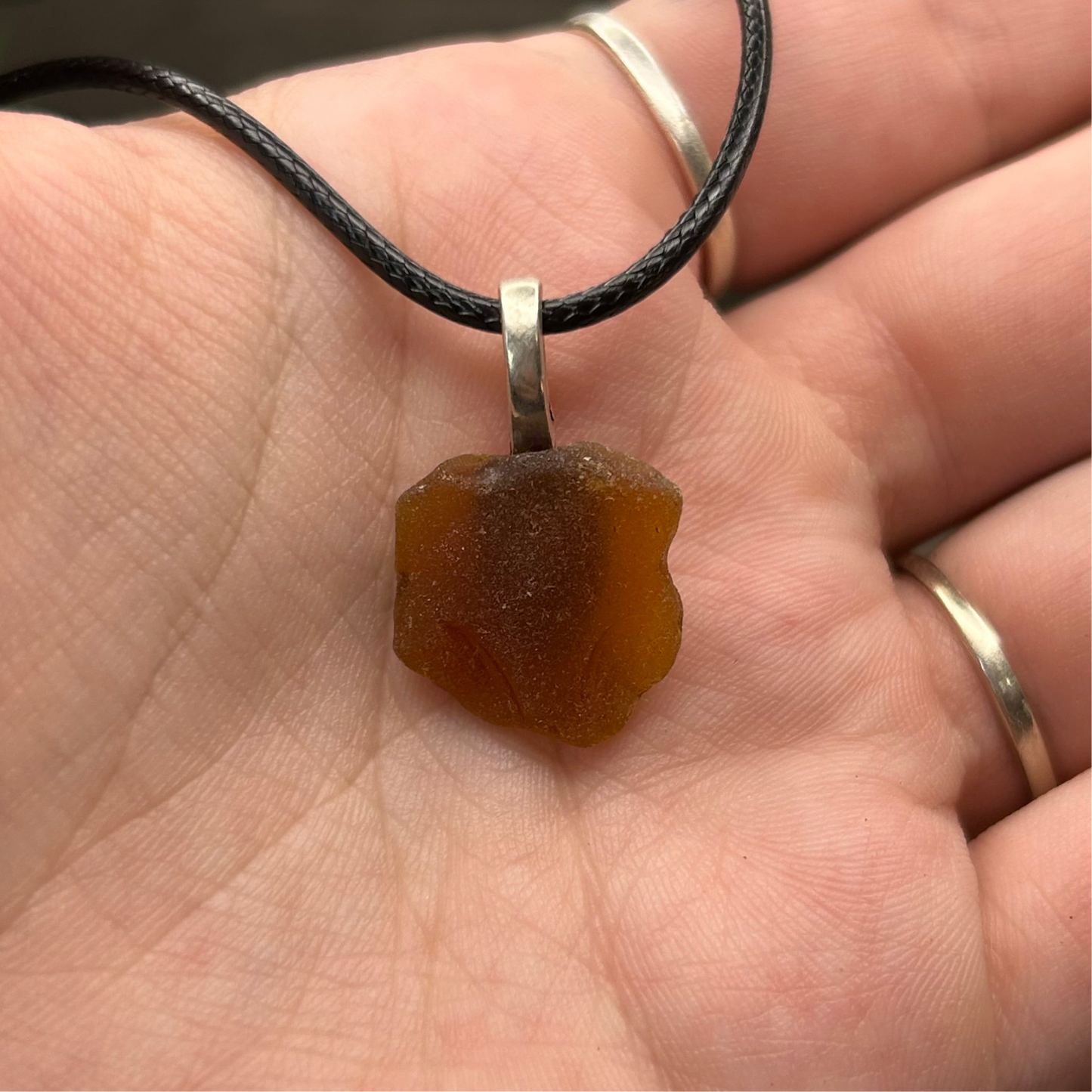 brown sea glass necklace