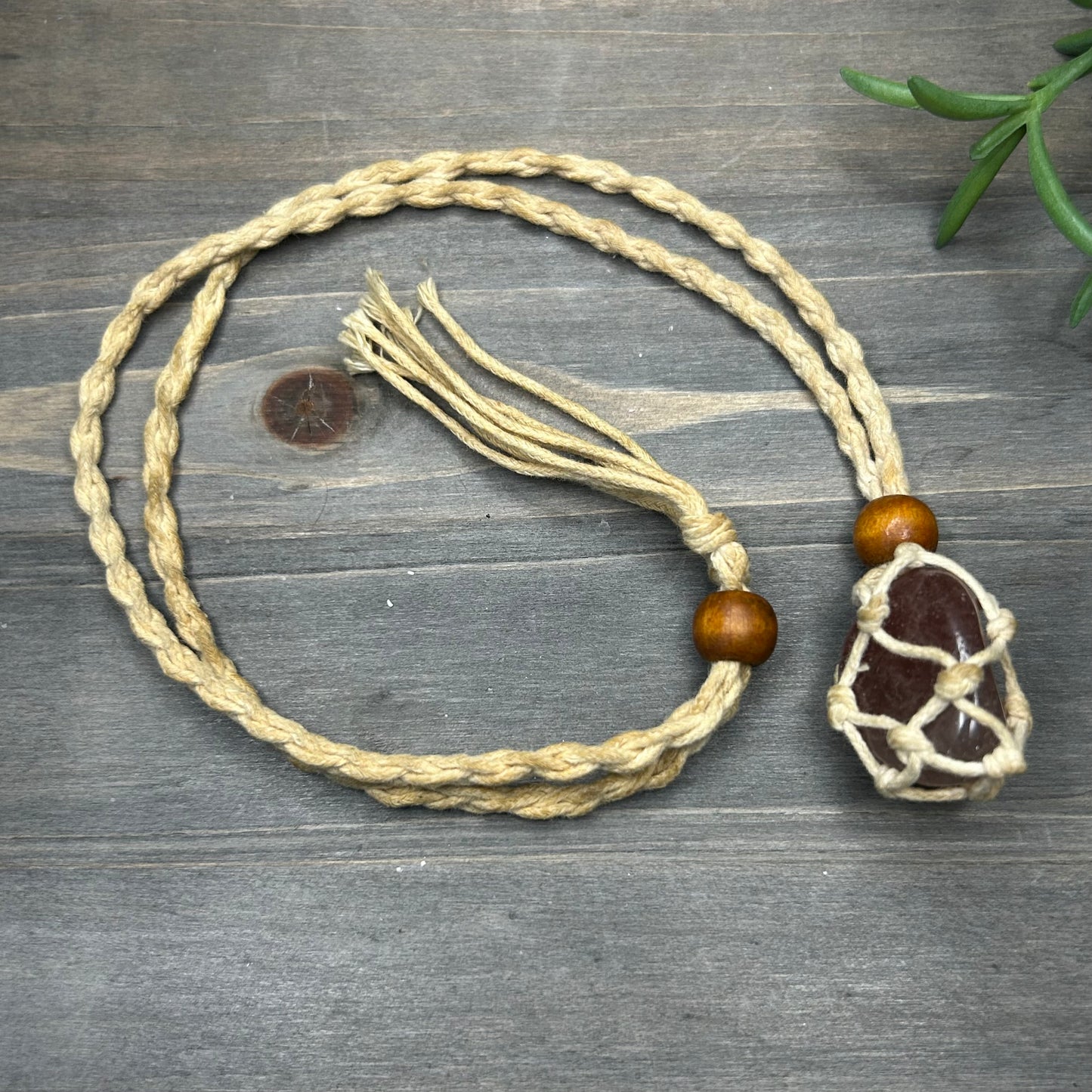 macrame cage necklace - tan