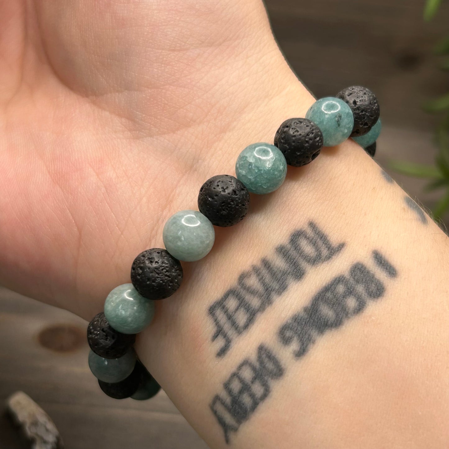 caribbean calcite+lava stone bracelet