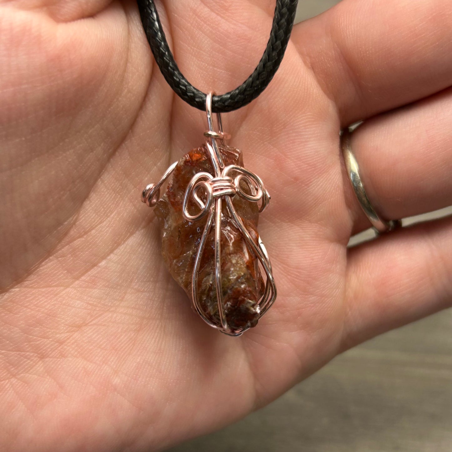 wire wrapped calcite necklace