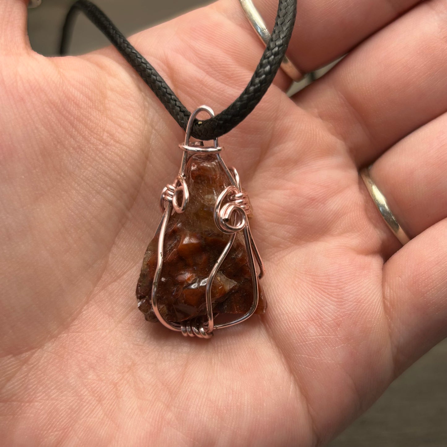 wire wrapped calcite necklace