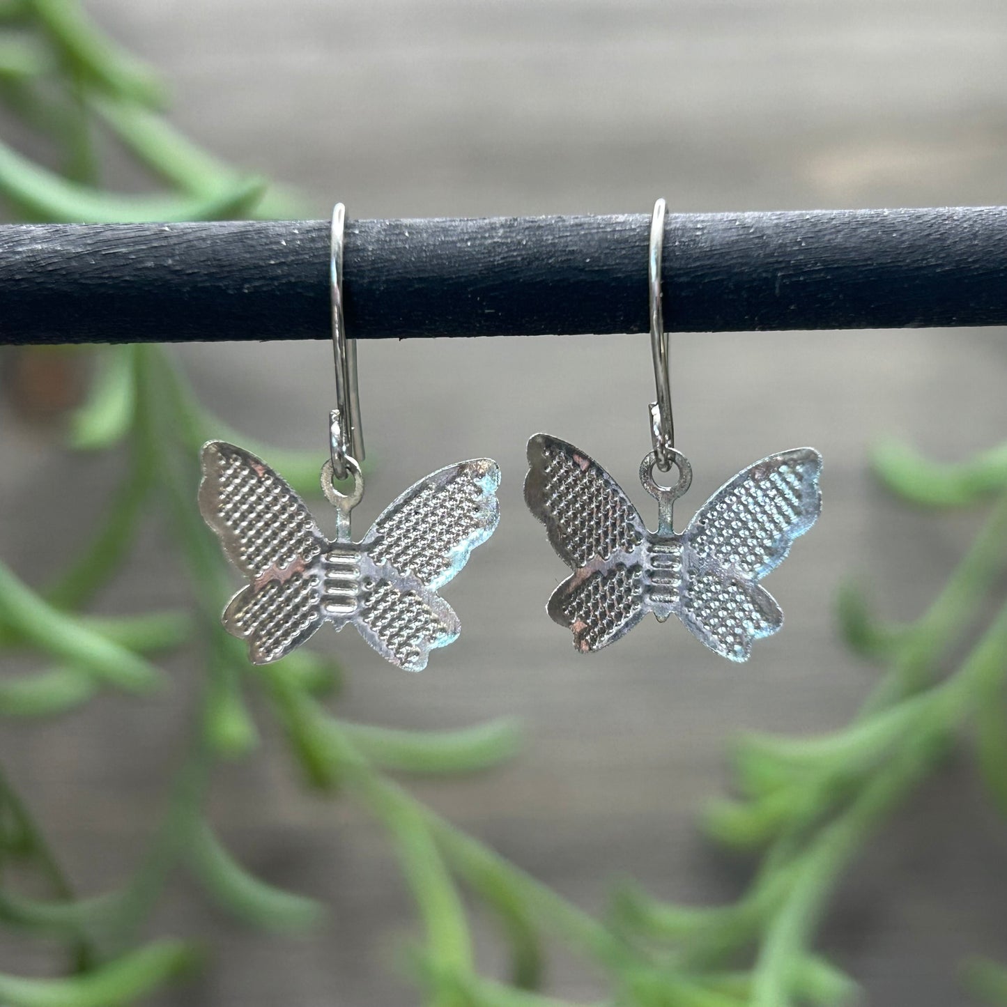 silver butterfly dangles