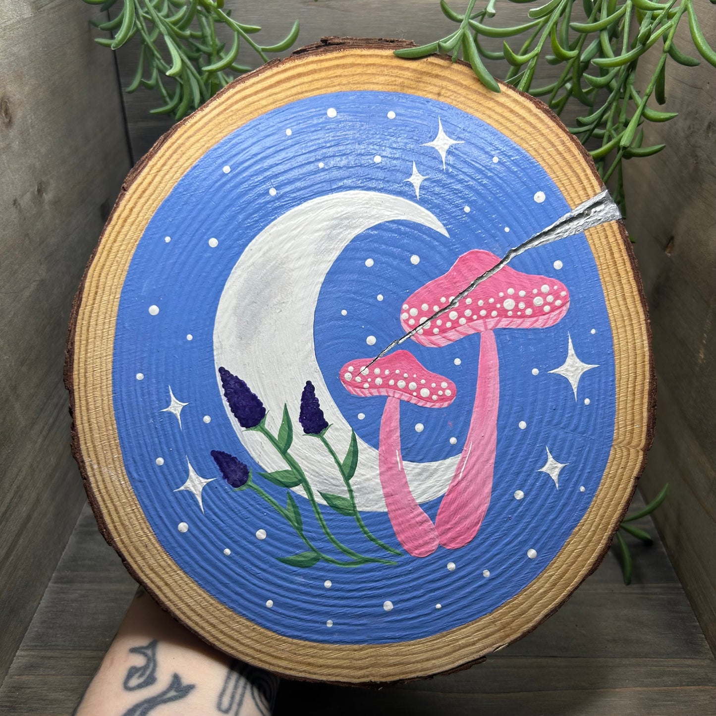 mushrooms under the moon painting