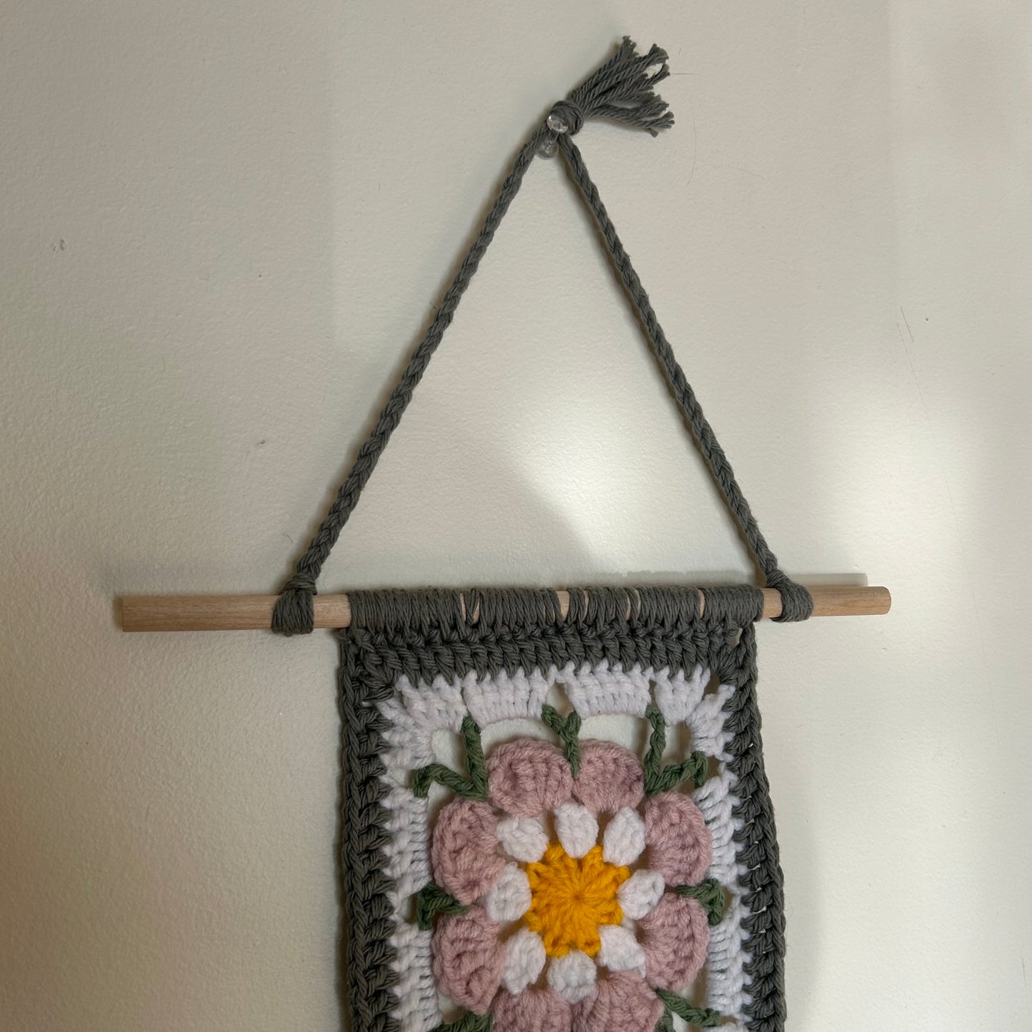 floral crochet wall hanging