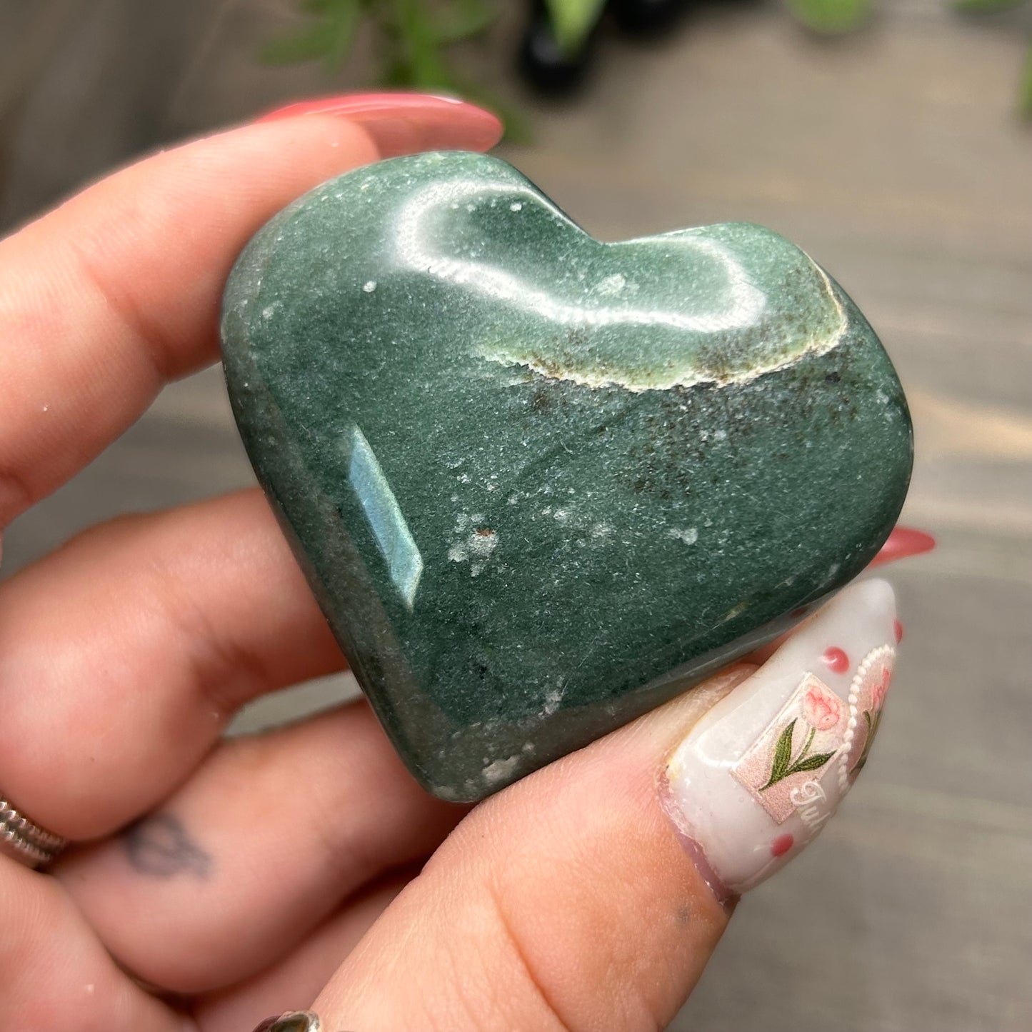 moss agate heart