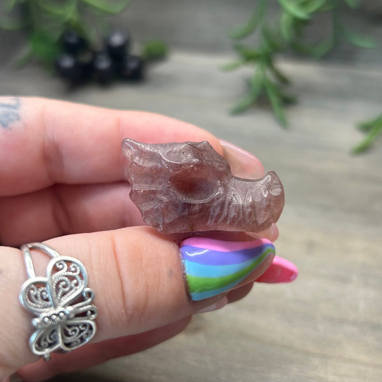 strawberry quartz dragon head