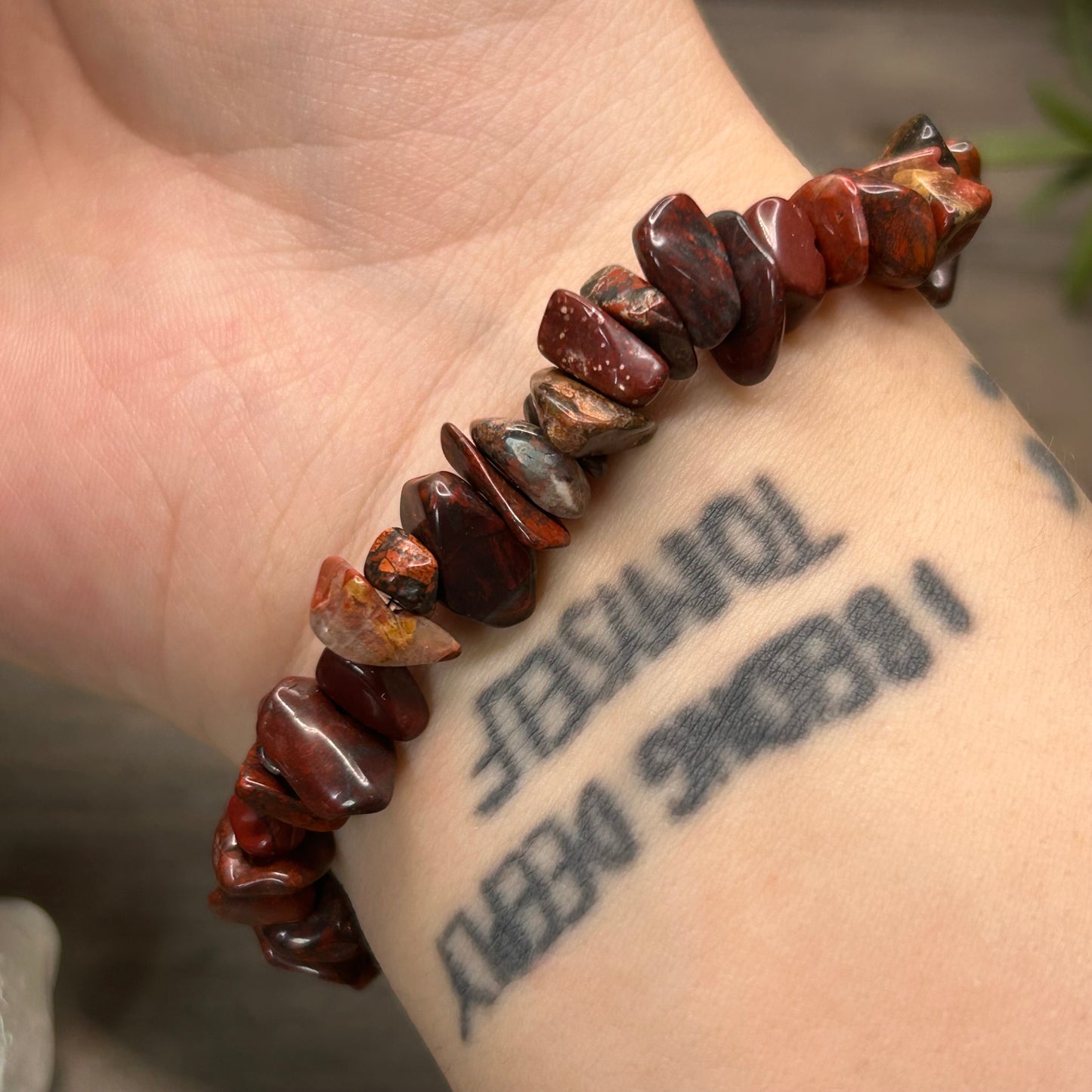 red jasper chip bracelet