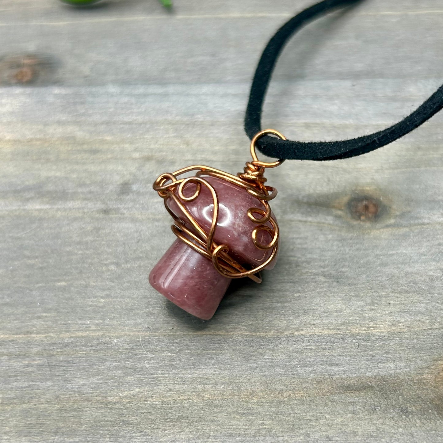 wire wrapped mushroom necklace