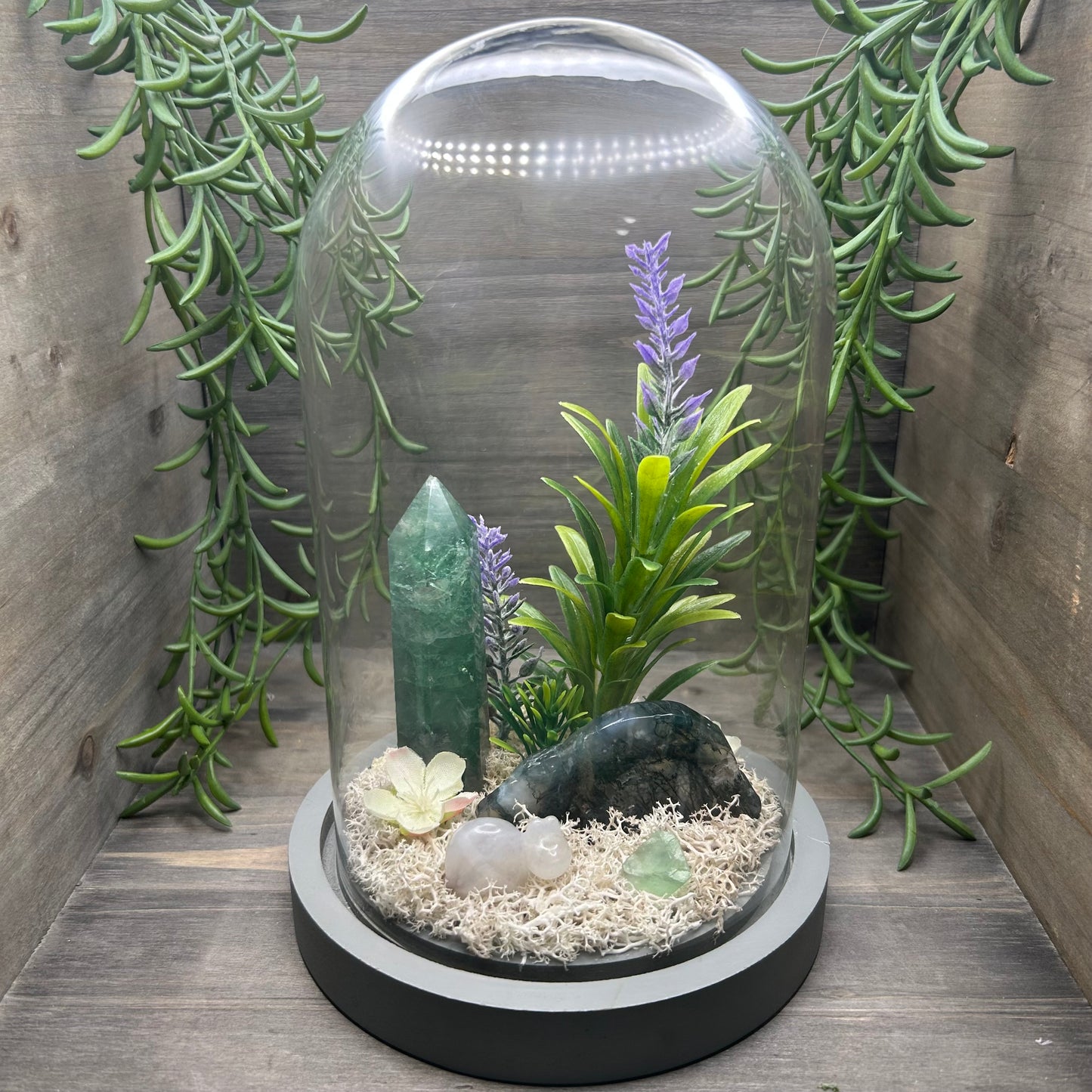 fluorite+moss agate terrarium