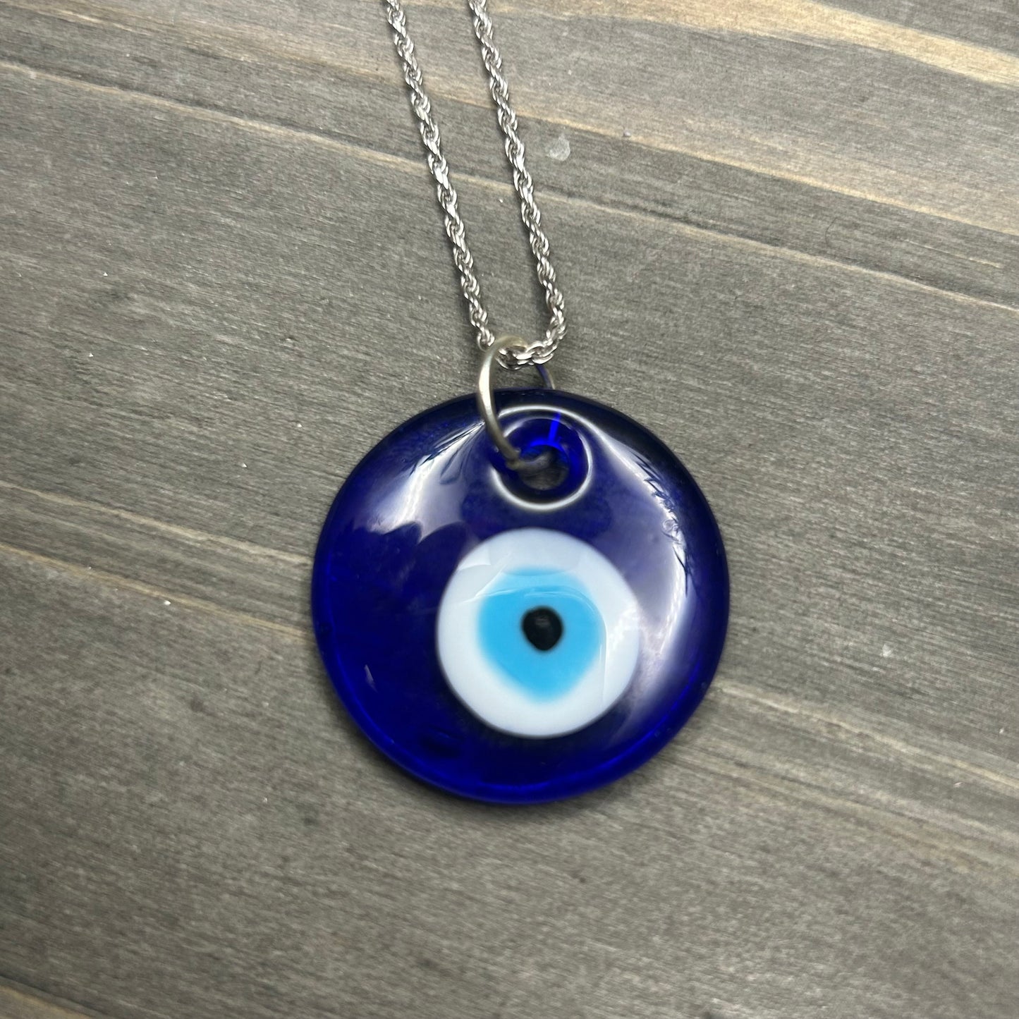 glass evil eye necklace (s925)