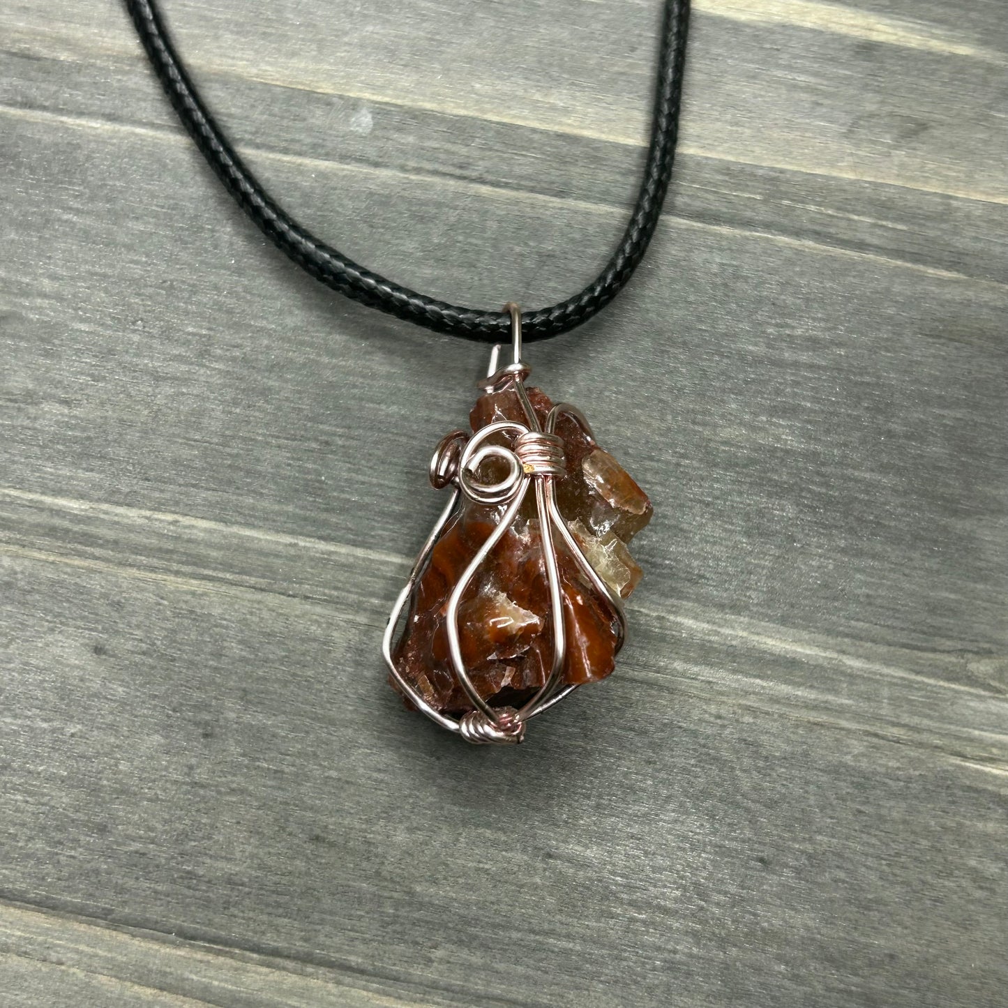 wire wrapped calcite necklace