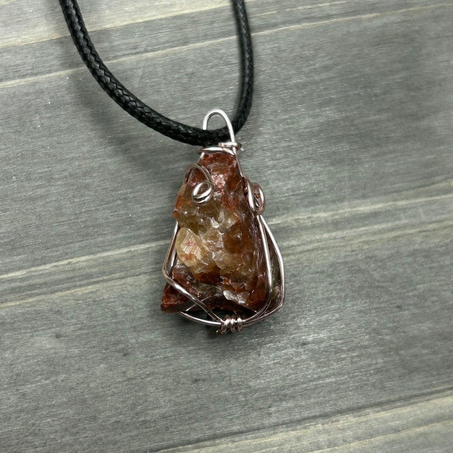 wire wrapped calcite necklace
