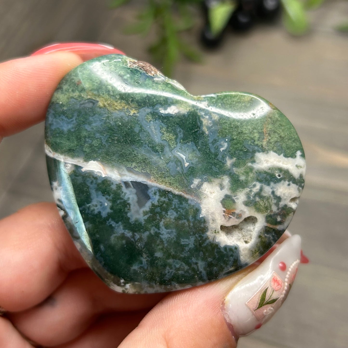 moss agate heart