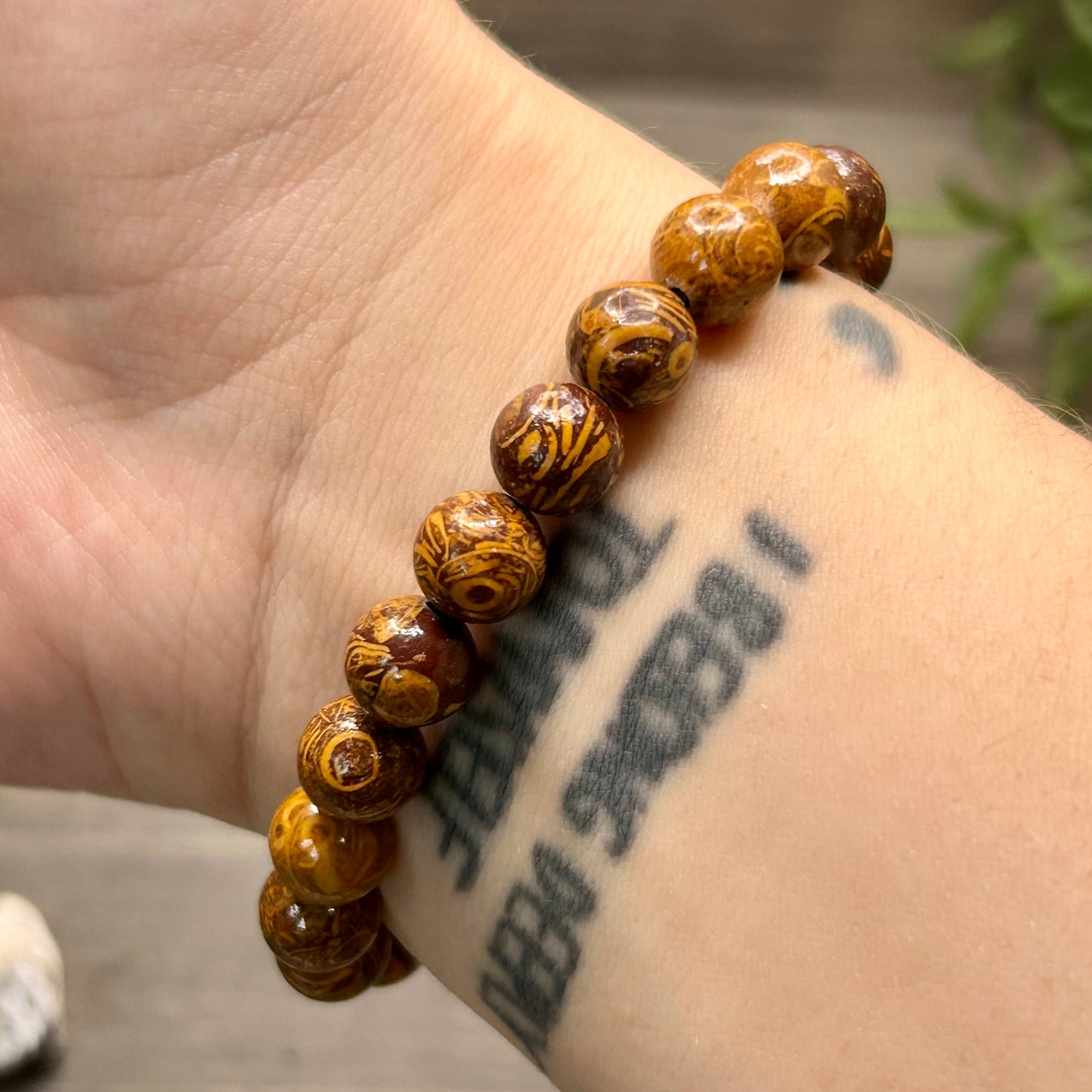 calligraphy stone bracelet
