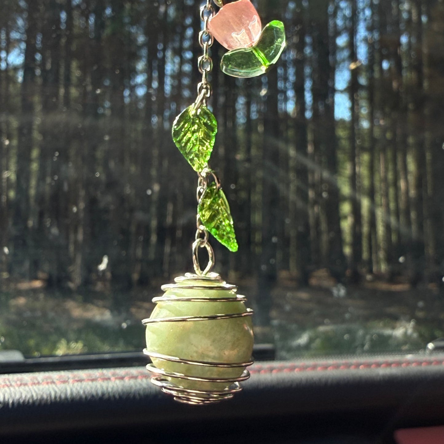 tulips & calcite car charm