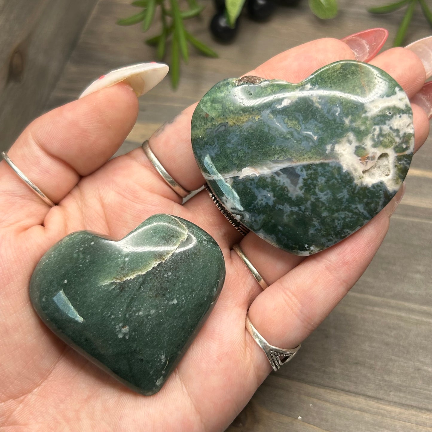 moss agate heart