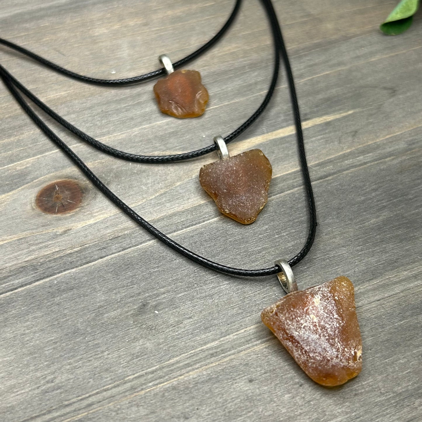 brown sea glass necklace