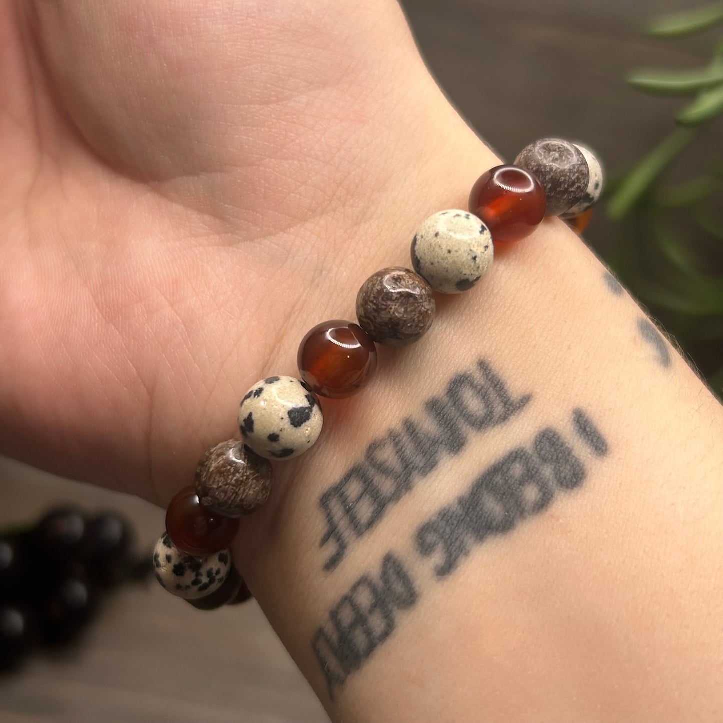 carnelian+dalmatian jasper+picture jasper bracelet