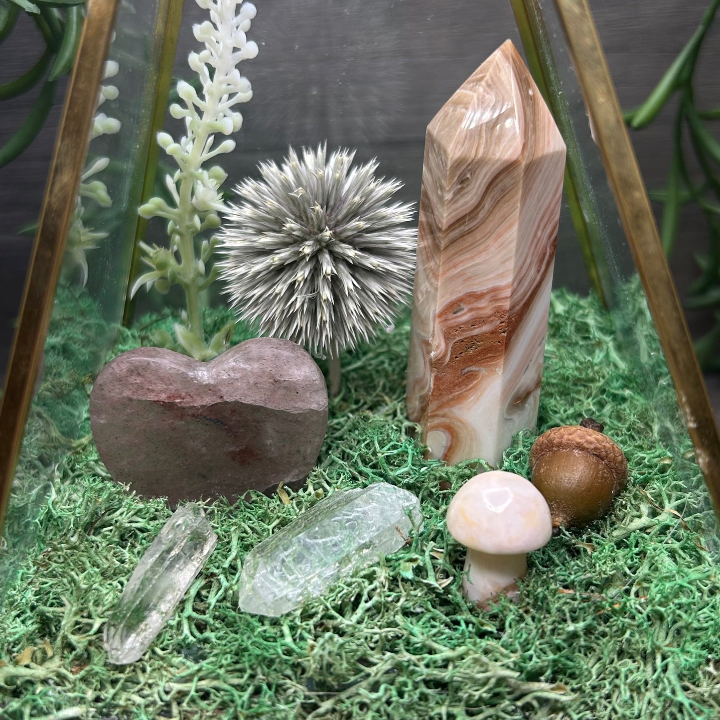 porkstone+strawberry quartz terrarium