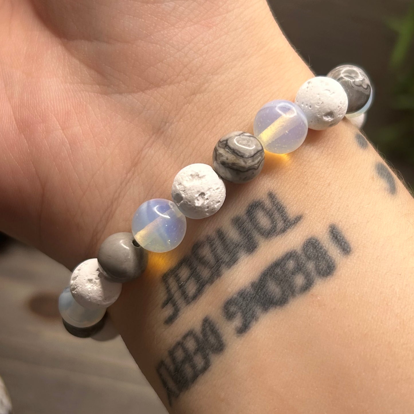 opalite+netstone+lava stone bracelet