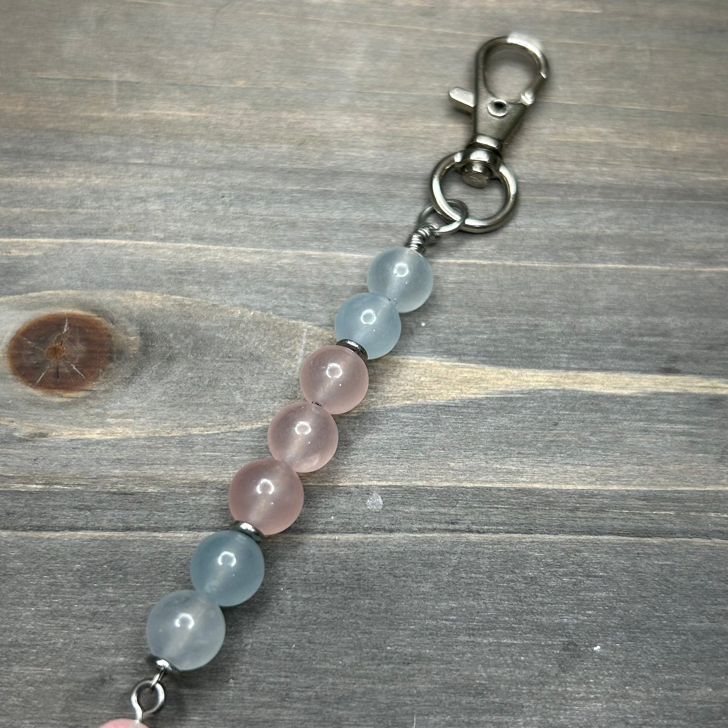 morganite mushroom keychain