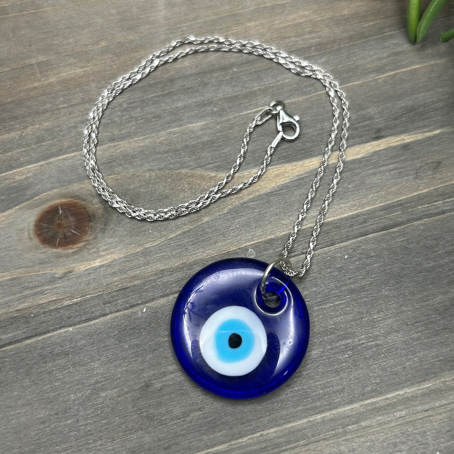 glass evil eye necklace (s925)