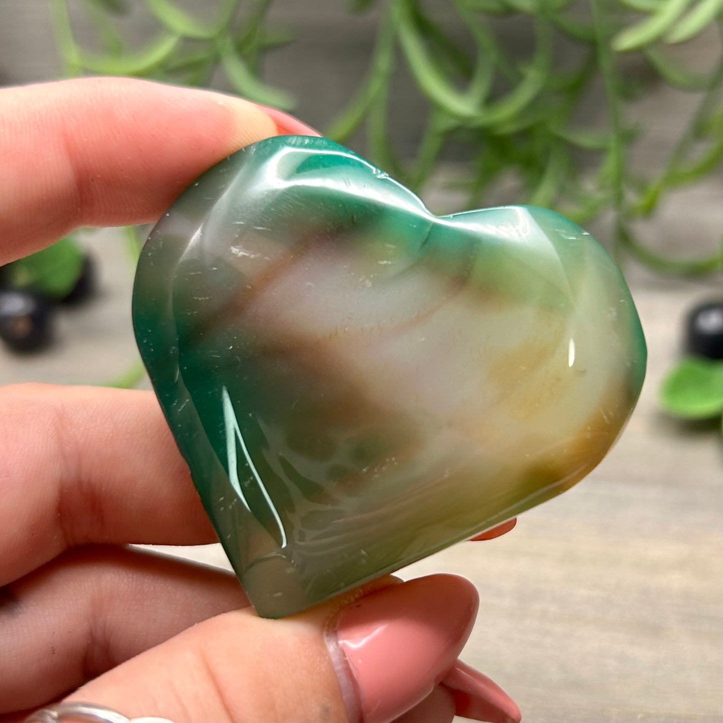 moss agate heart