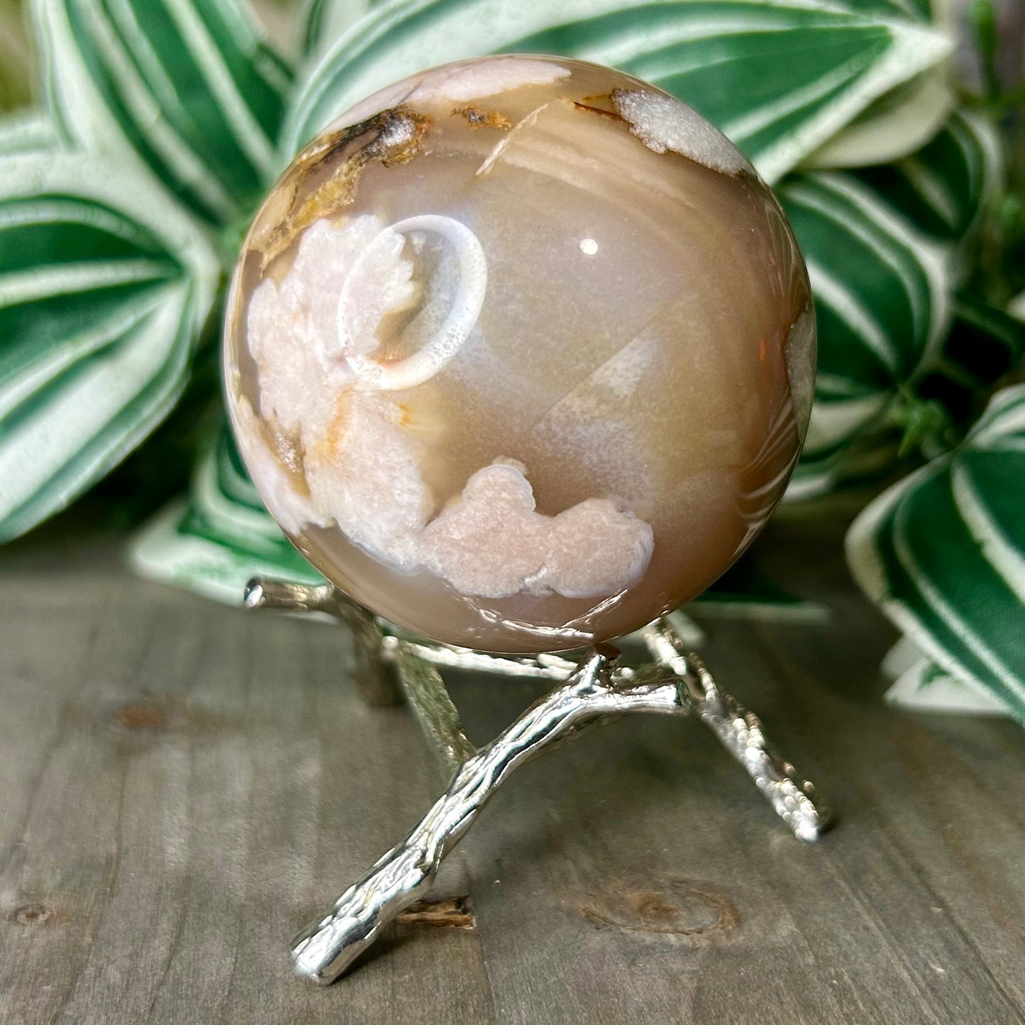 flower agate sphere