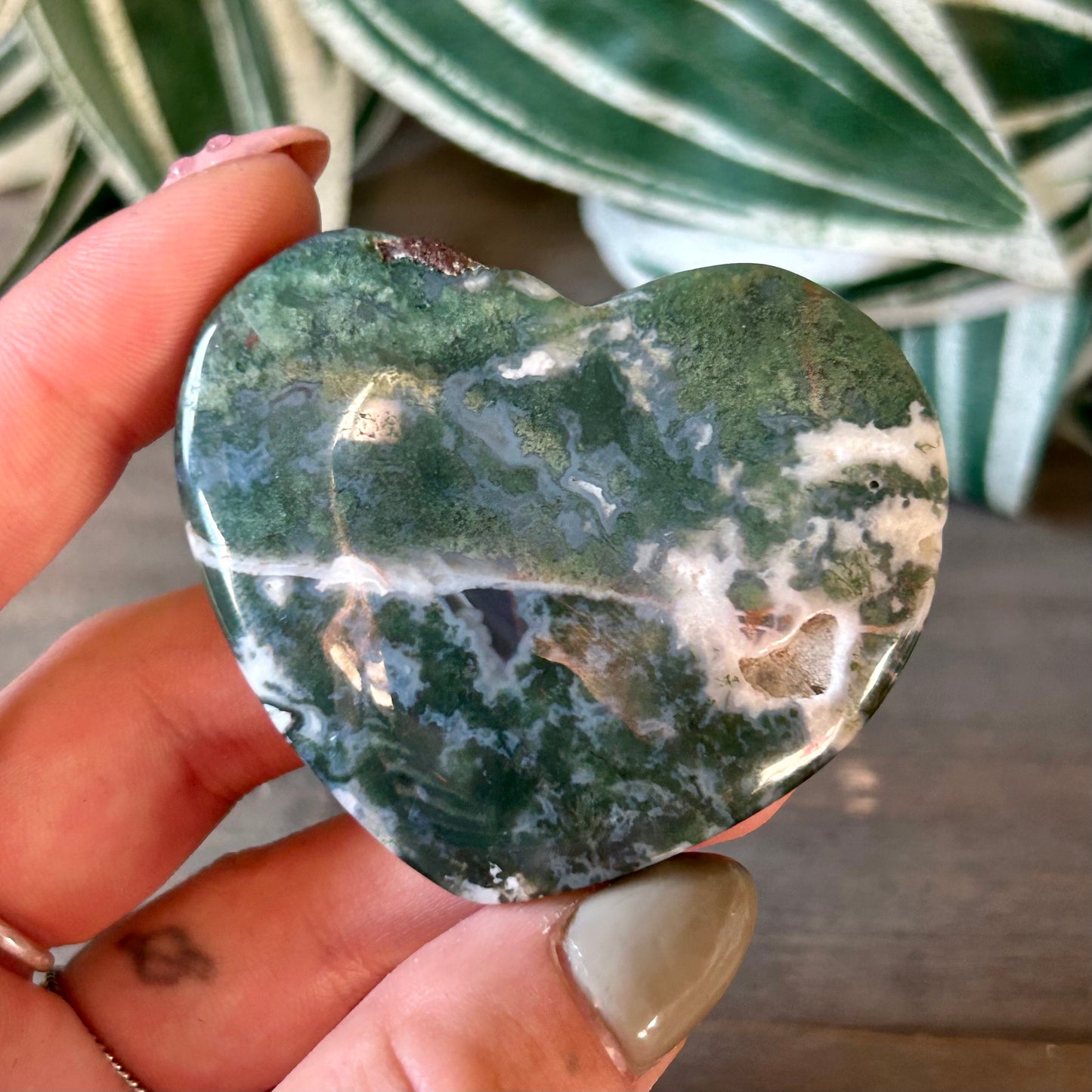 small moss agate heart