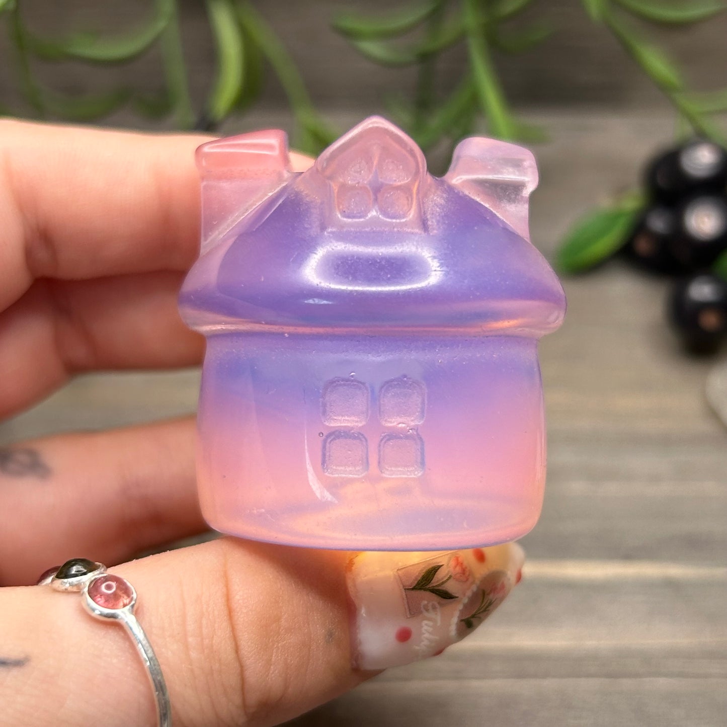 pink opalite faerie hut