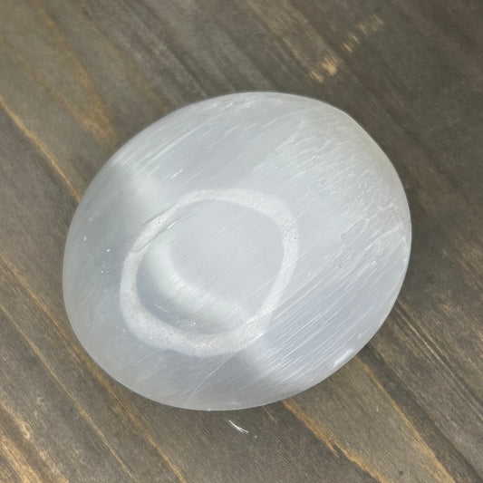 selenite palm stone