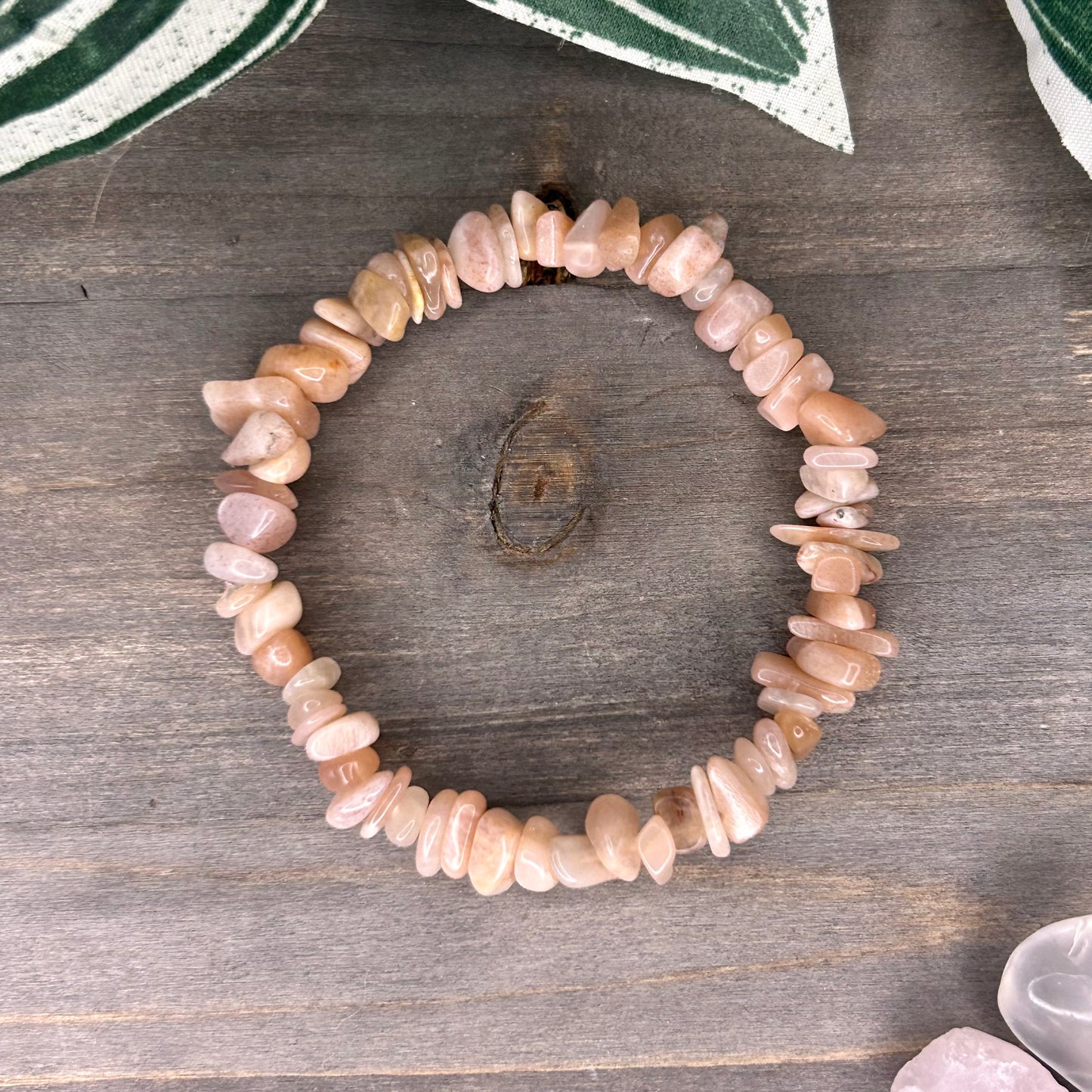 peach sunstone chip bracelet