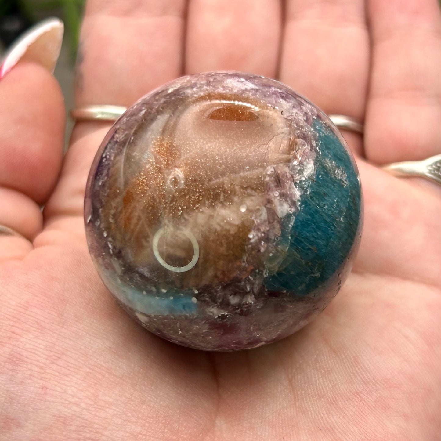 sunstone/apatite/lepidolite sphere