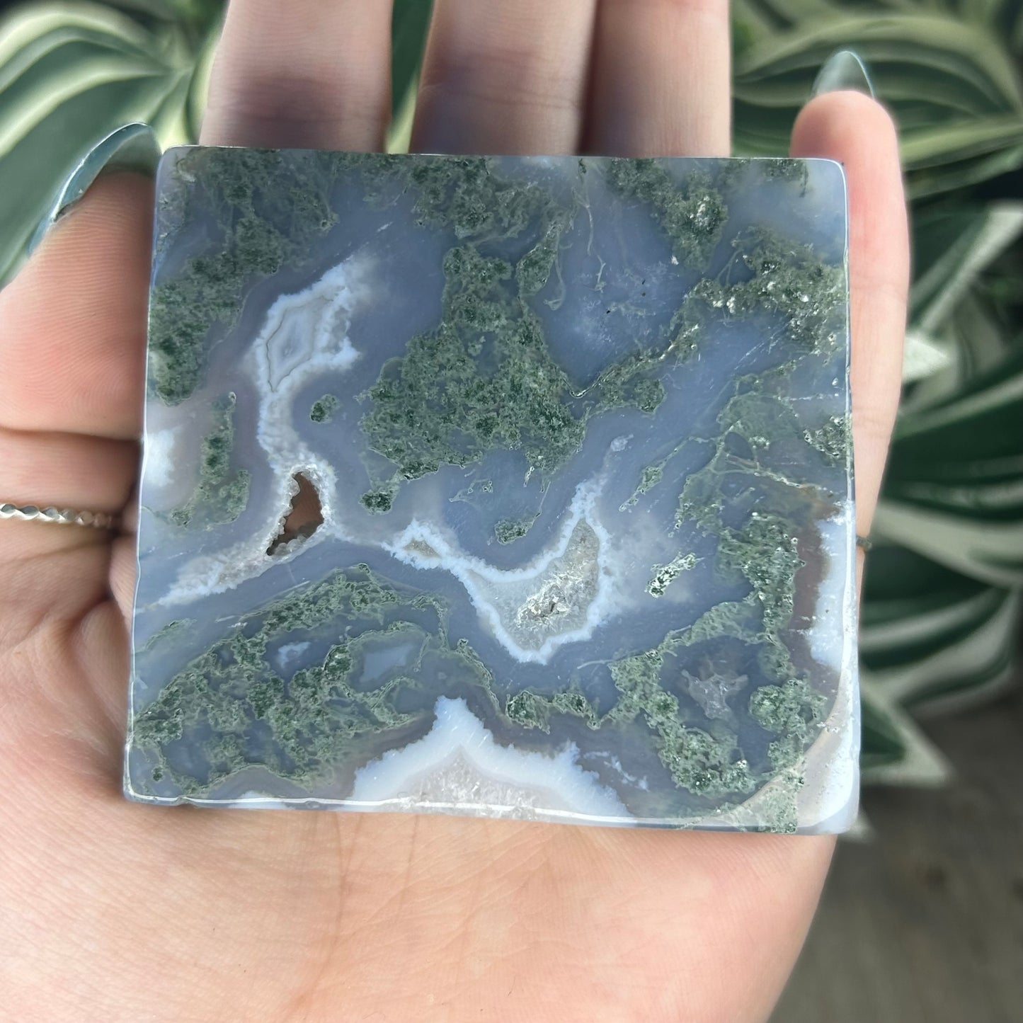 druzy moss agate slab