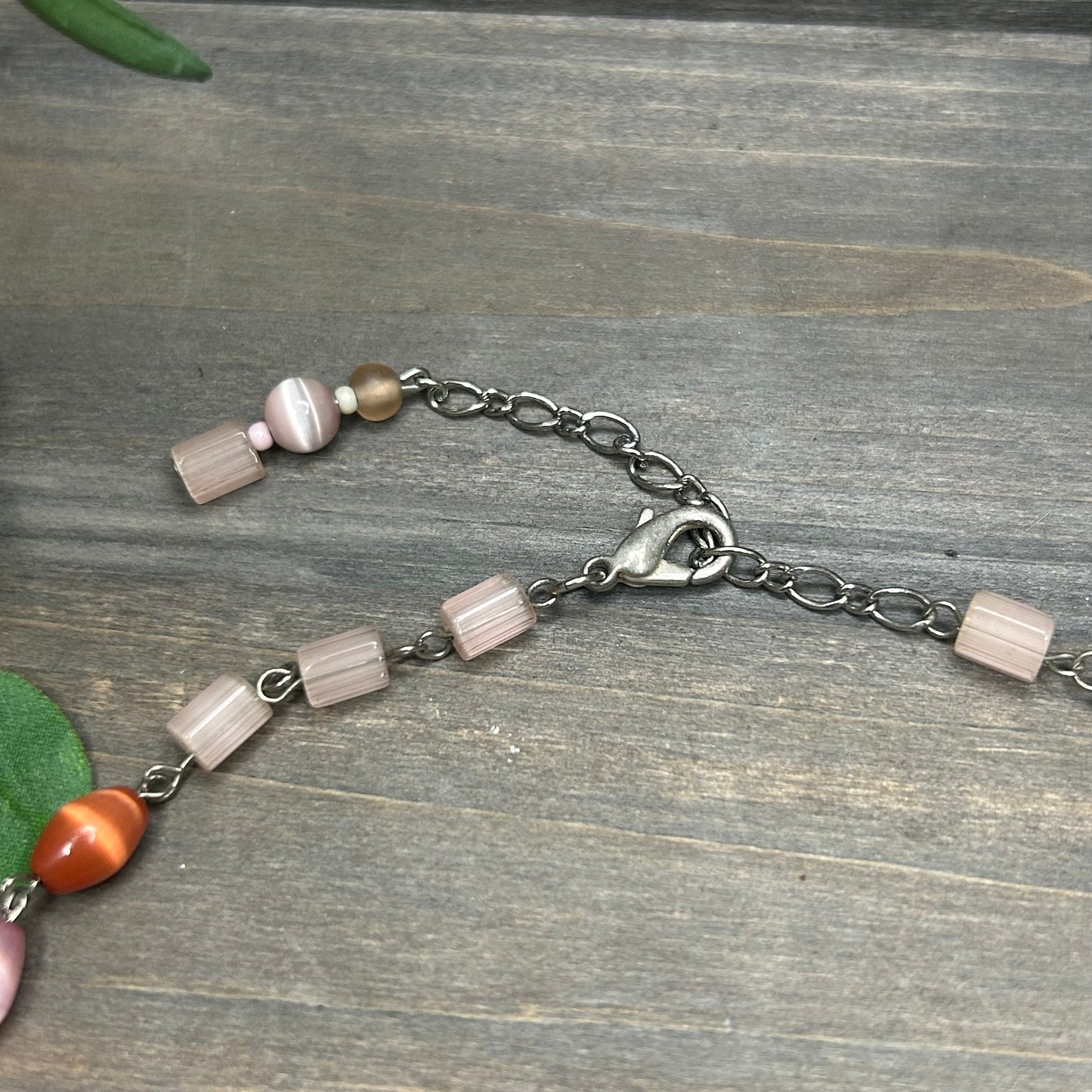 rose quartz+cherry quartz necklace