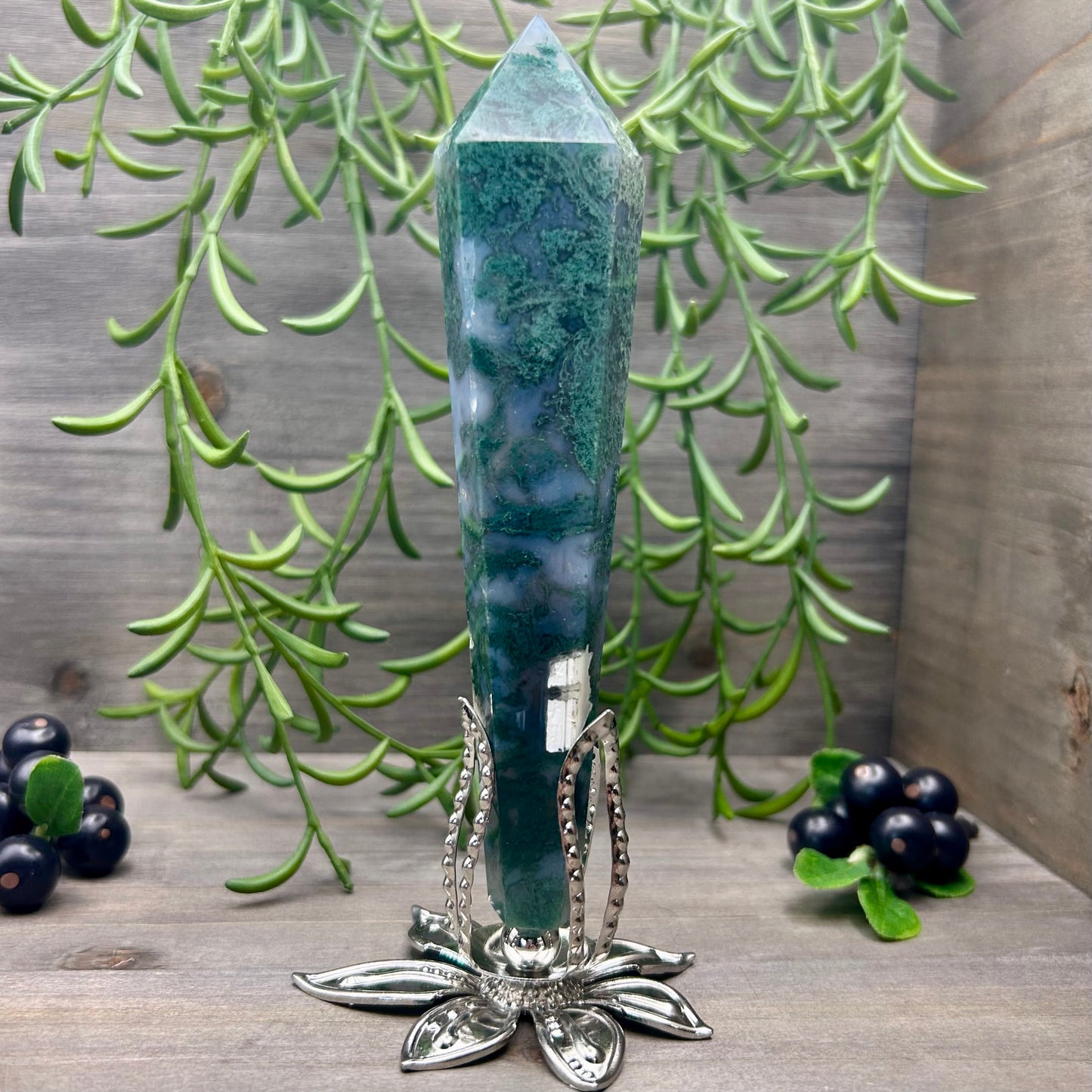 moss agate wand