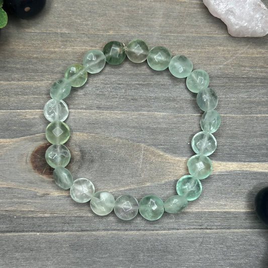 faceted green fluorite bracelet