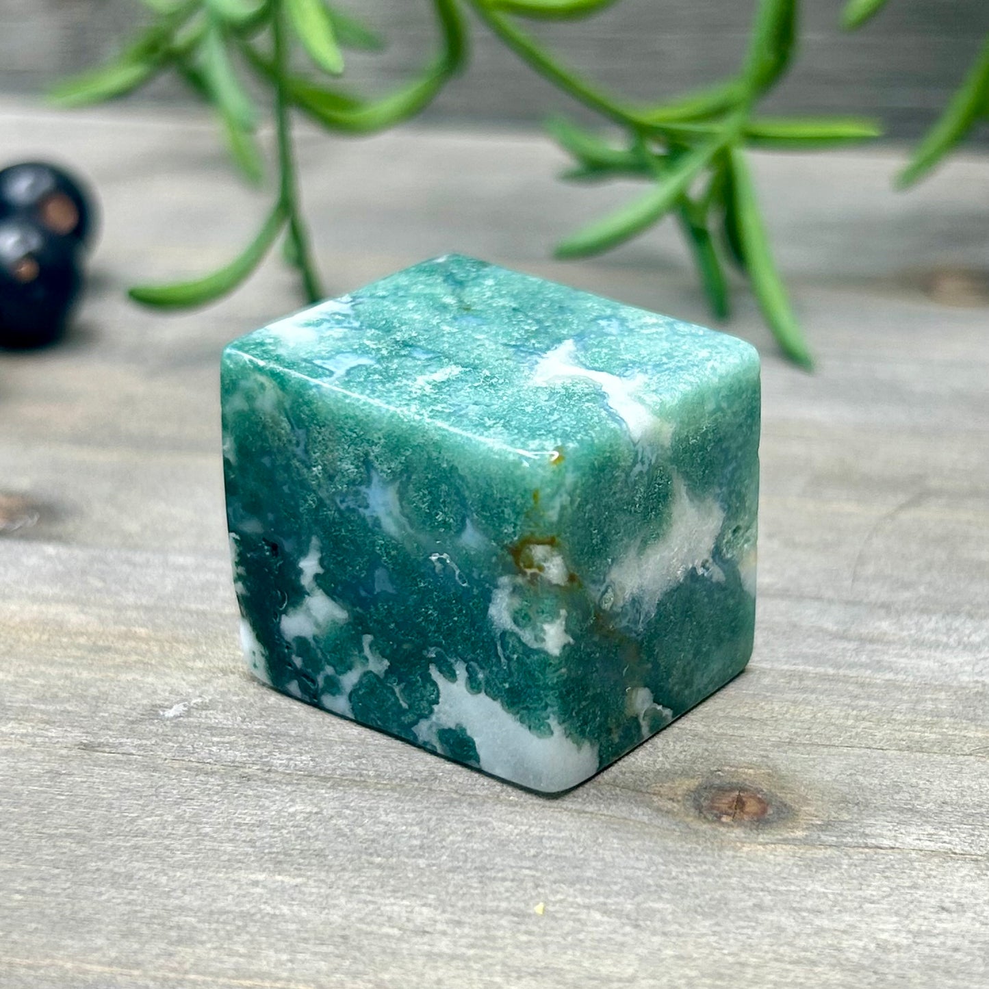 moss agate cube