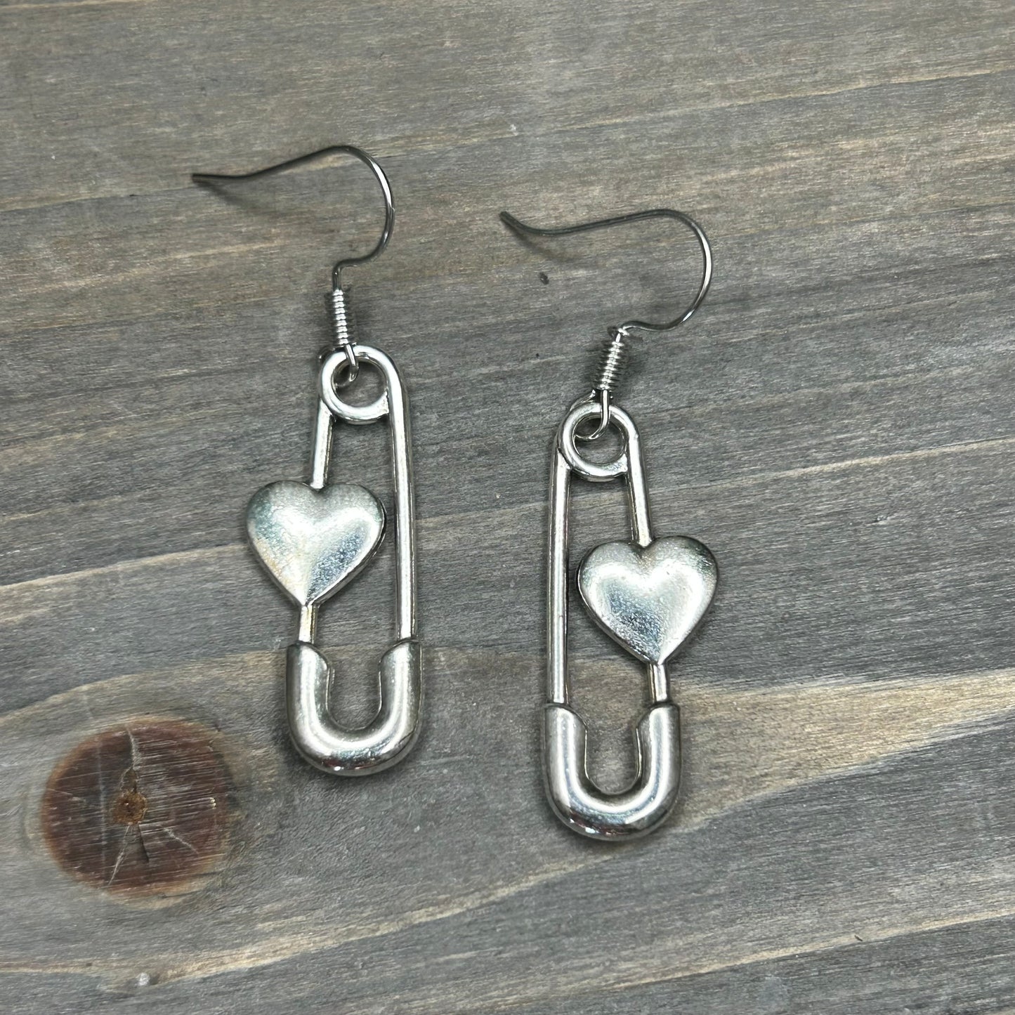 silver safety pin earrings