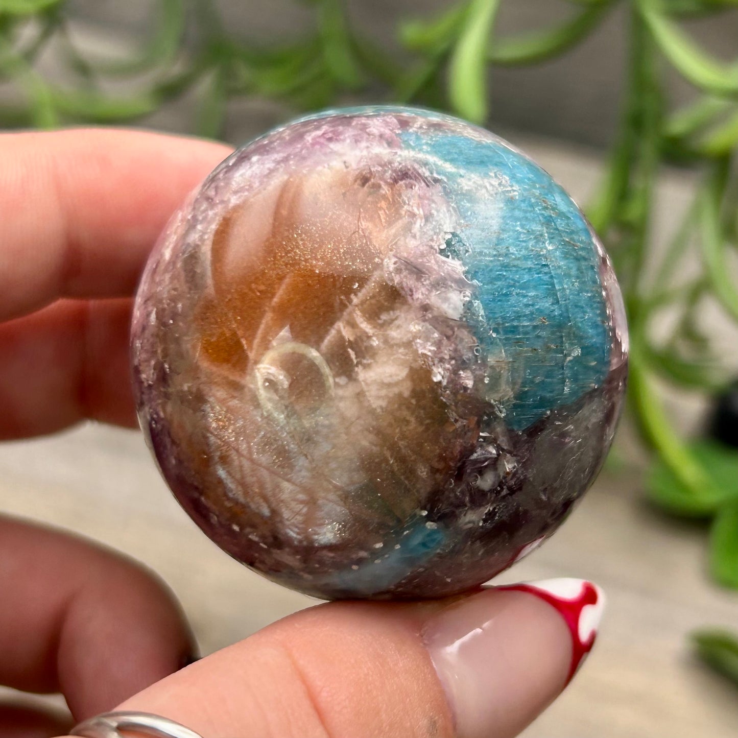 sunstone/apatite/lepidolite sphere