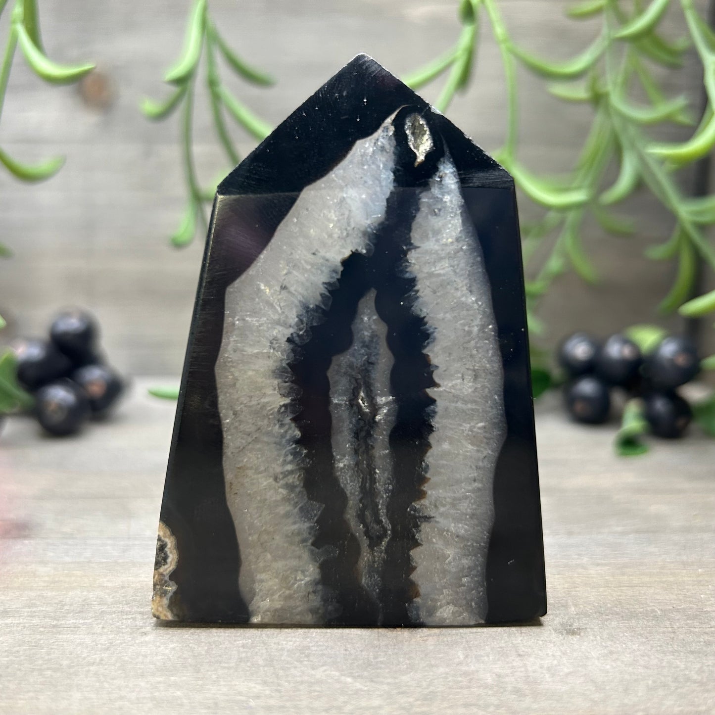 druzy black agate tower