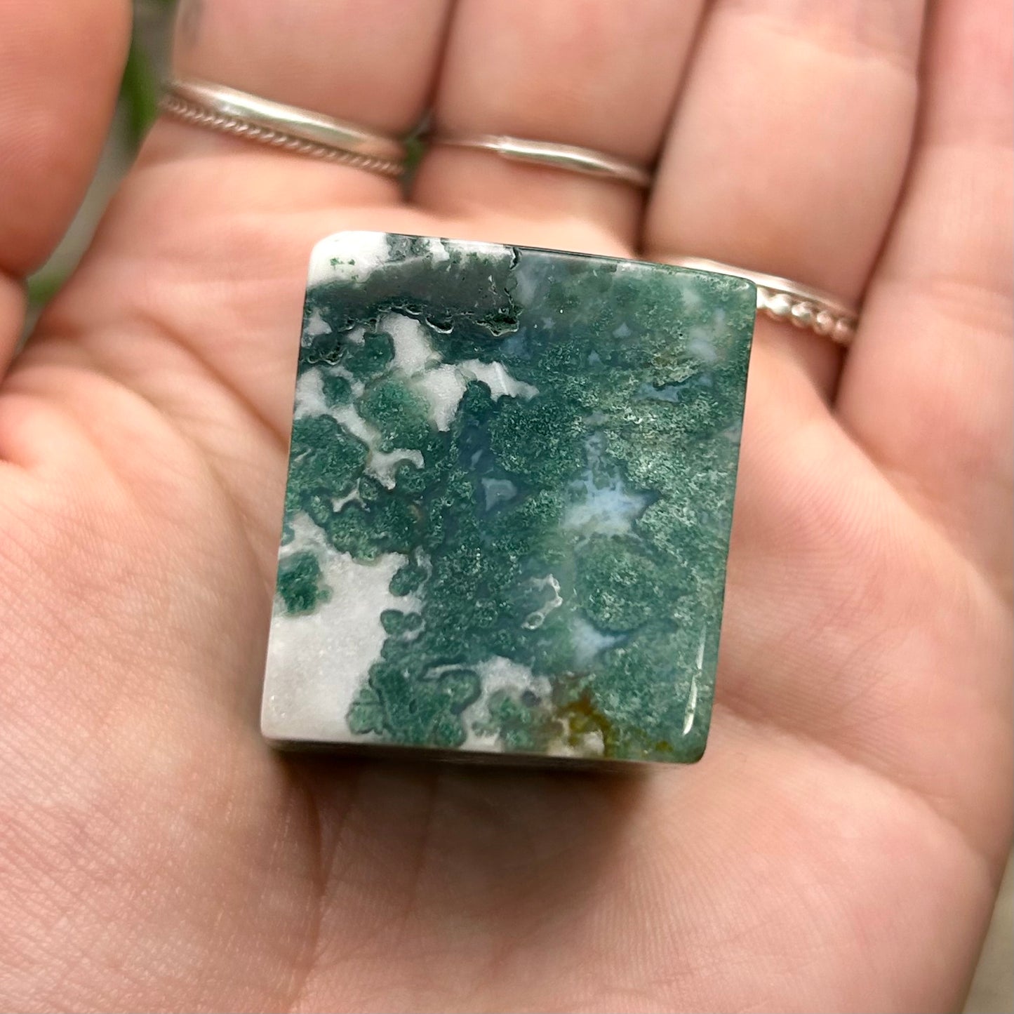 moss agate cube