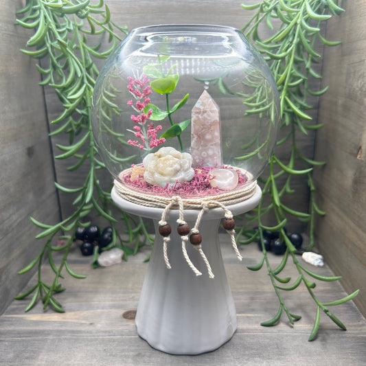 pink flower agate terrarium