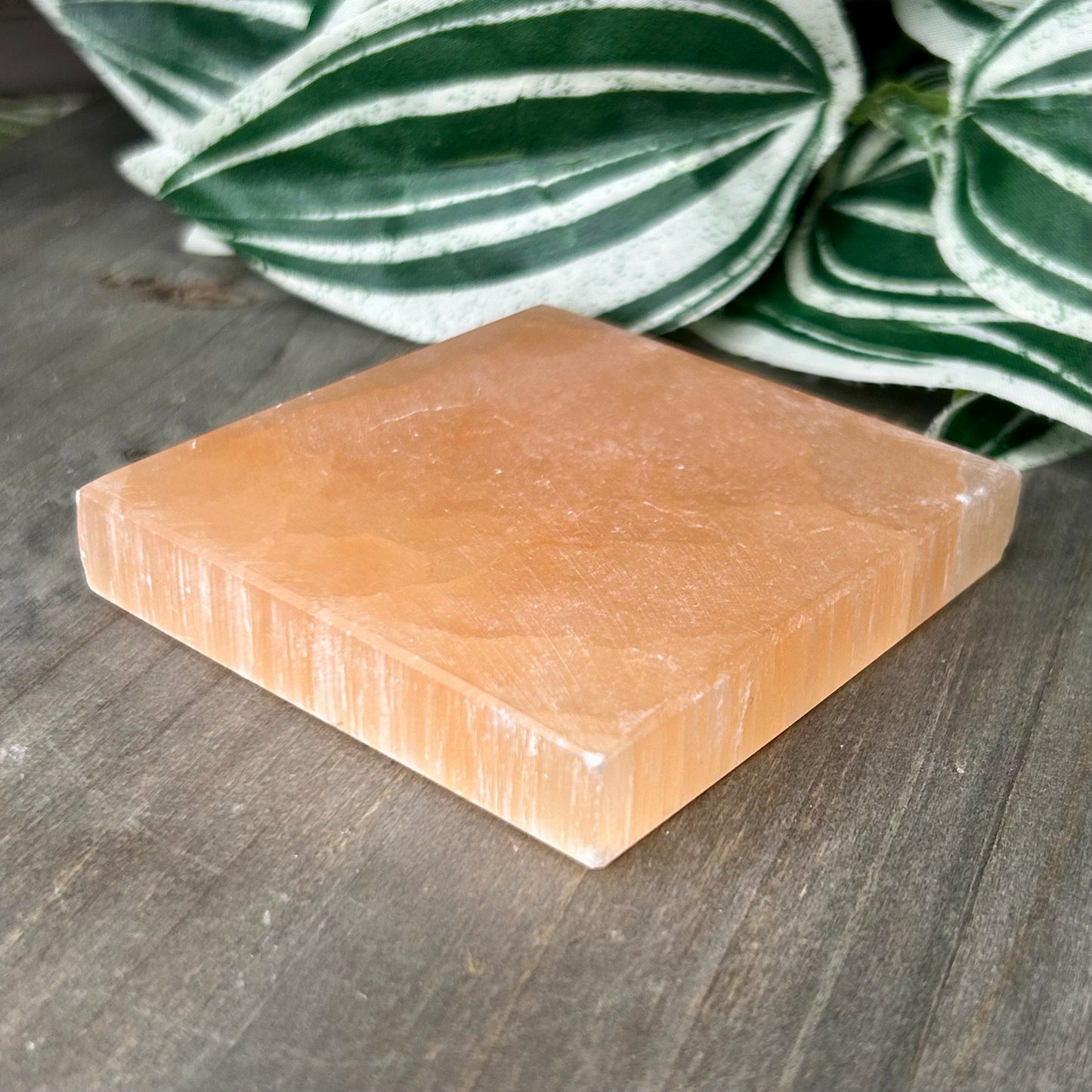 peach selenite slab